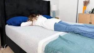 Our tester stomach sleeping on the Leesa Original Mattress
