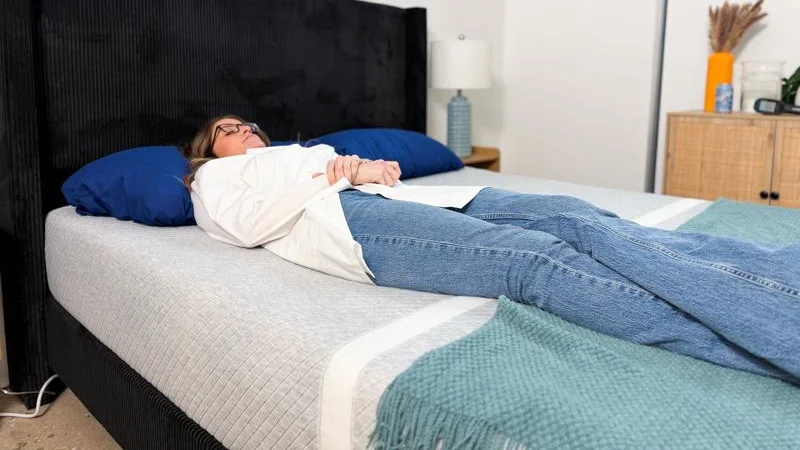 Our tester back sleeping on the Leesa Original Mattress