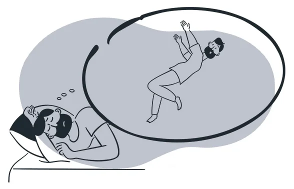 Man having a nightmare about falling