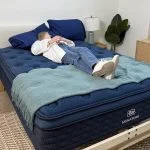 back sleeping on the brooklyn bedding signature hybrid mattress 3